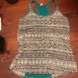 Black white and teal tank top